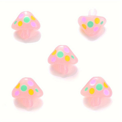 5PCS 17×19mm Luminous Mushroom Acrylic Bead Set