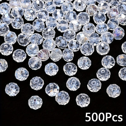100/200/500PCS 4/6/8mm Sparkling Glass Faux Crystal Bead Set