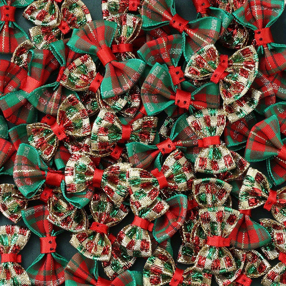 Christmas Gold Threaded Ripple Bow Embellishments