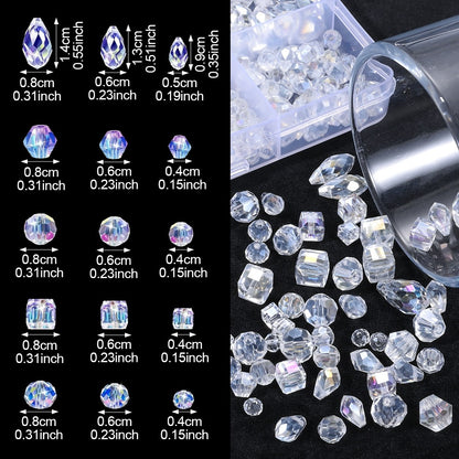 200pcs Clear AB Faceted Glass Beads