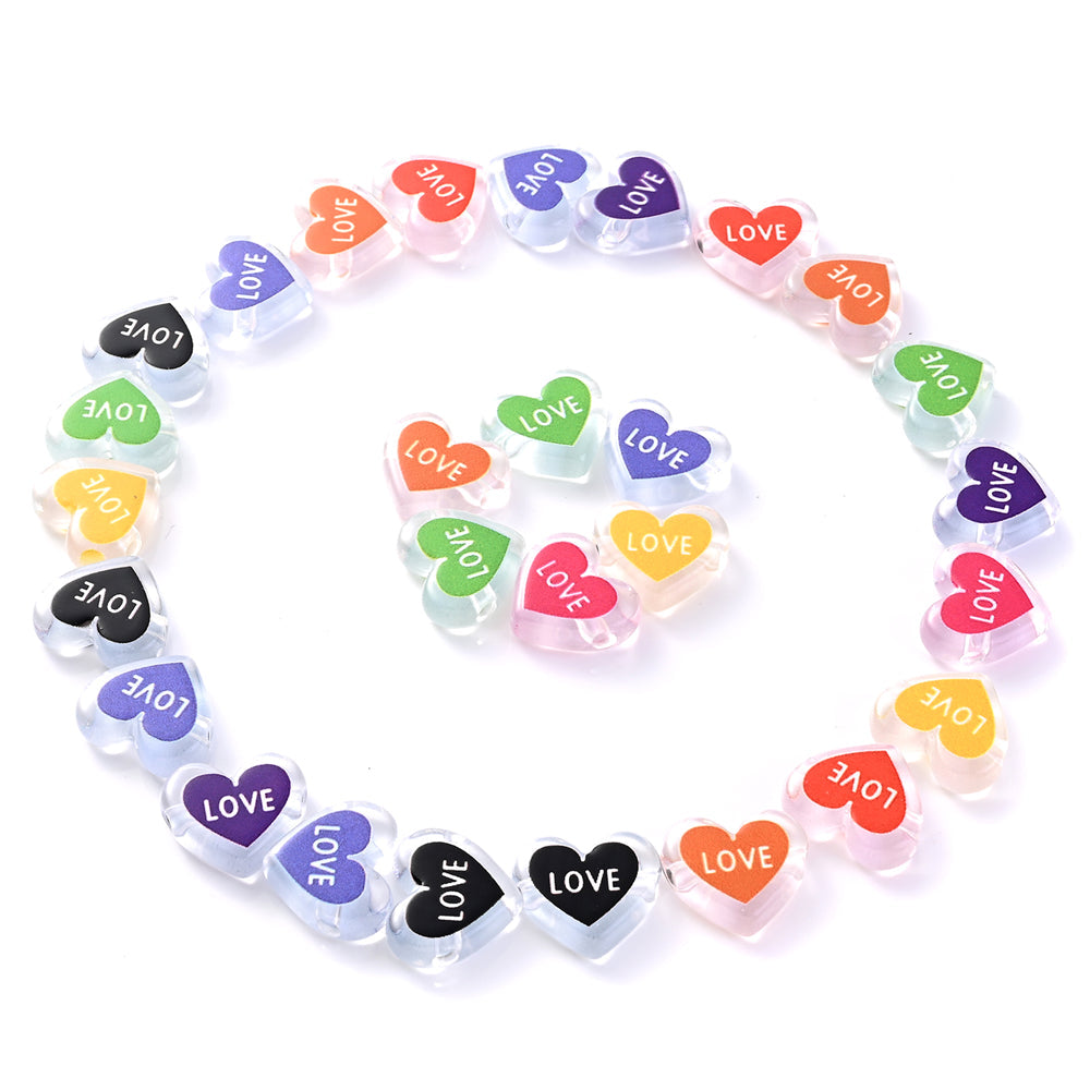 Clear Double Heart Acrylic Beads