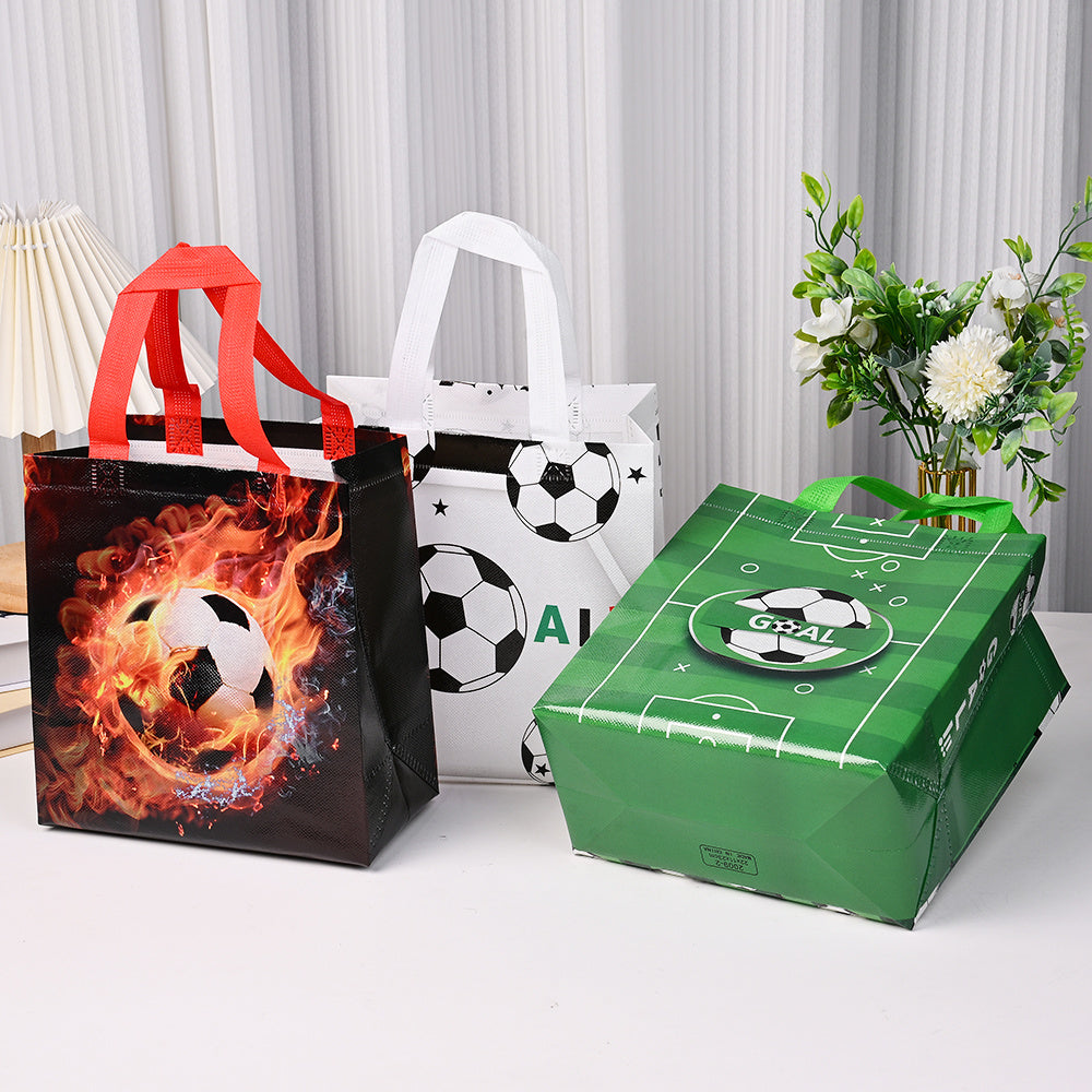 12-Piece Soccer Print Non-Woven Tote Bags
