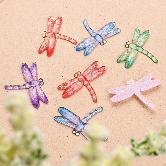 10PCS 45×31mm Multicolor Dragonfly Acrylic Bead Set