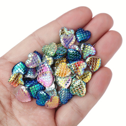 30PCS 12mm Heart-Shaped Serpentine Resin Bead Set