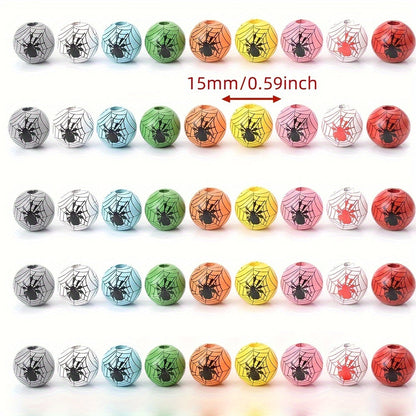 Halloween Spider Web Wooden Spacer Beads