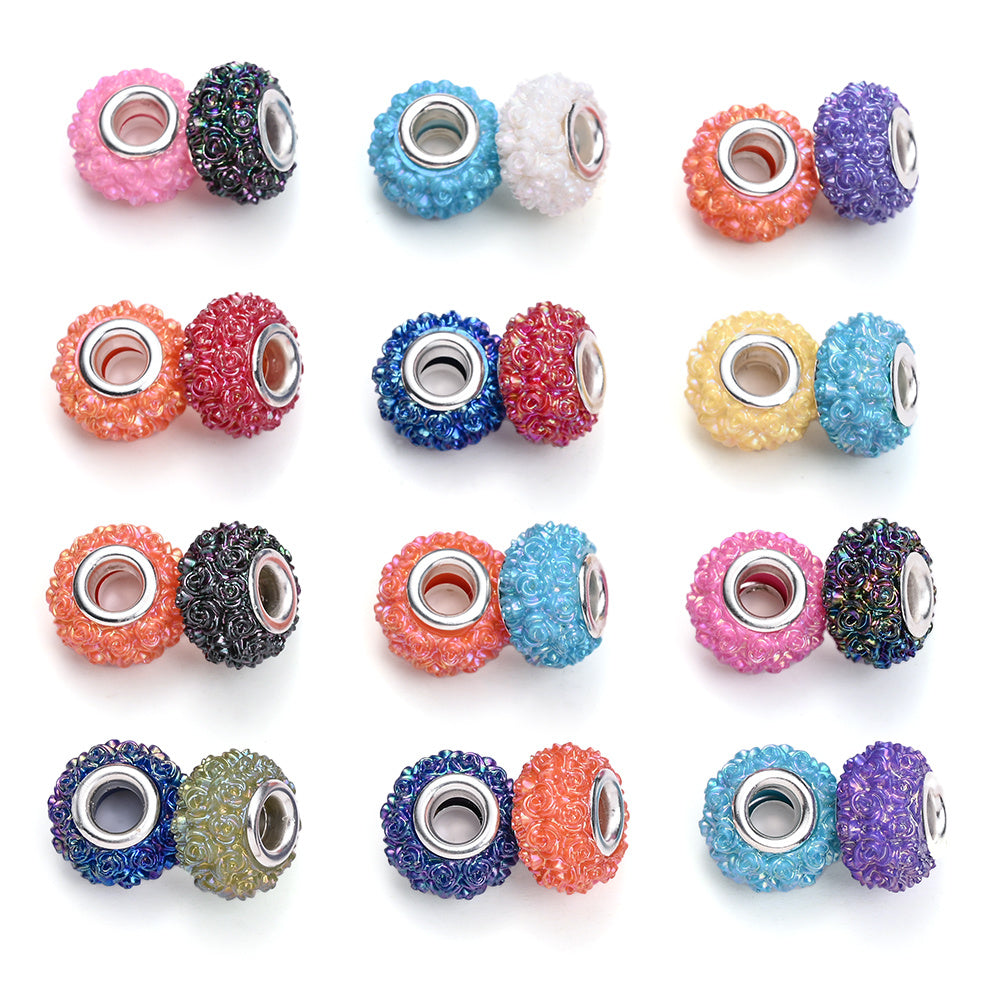 Colorful Flower Acrylic Large Hole Spacer Beads