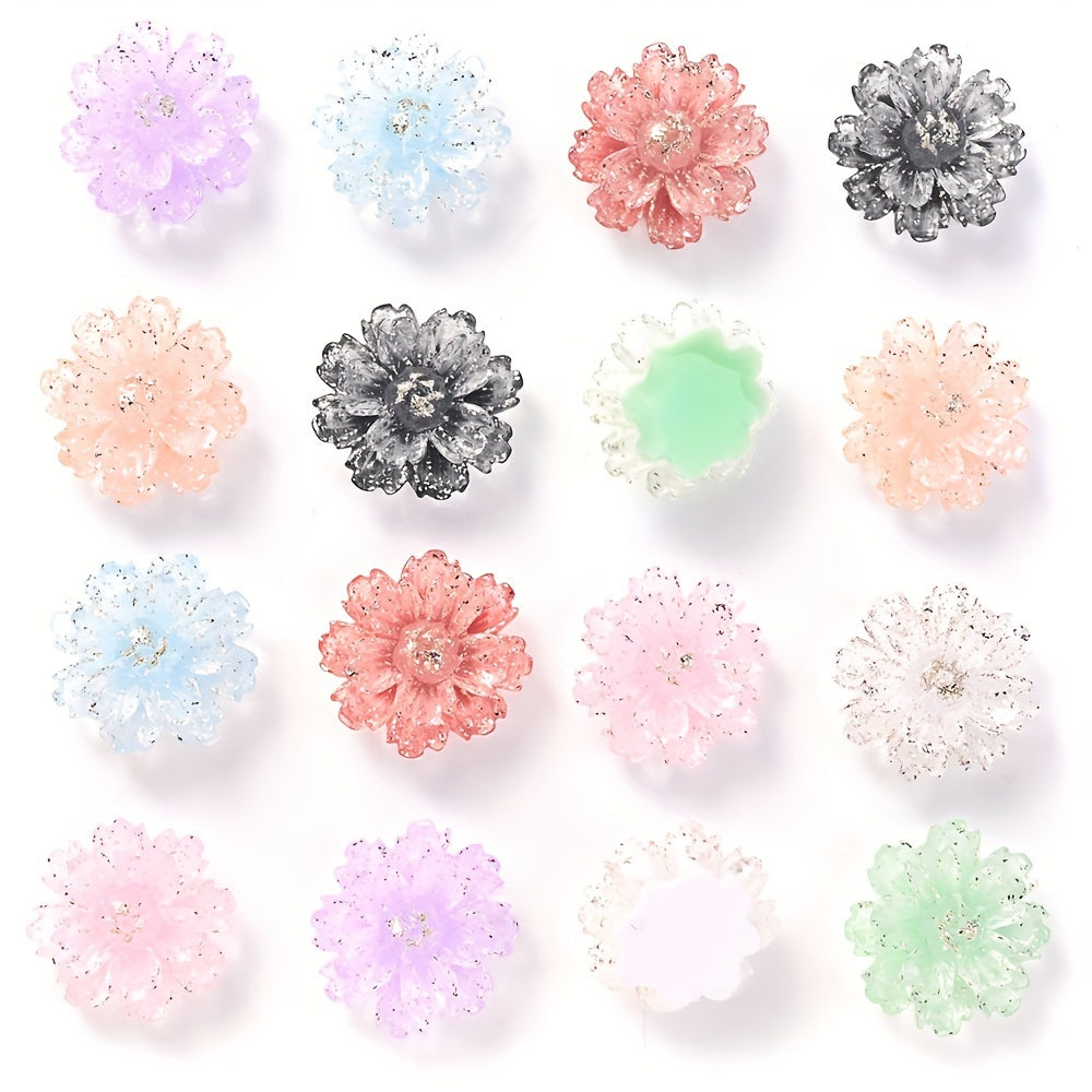 20PCS 17mm Luminous Flower Acrylic Bead Set