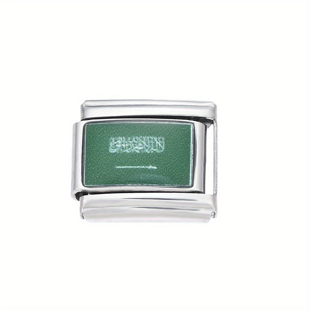 World Flag Alloy Bracelet Module