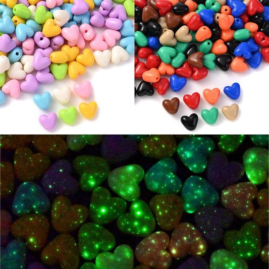 Colorful Luminous Heart Acrylic Spacer Beads