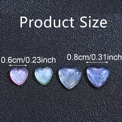100PCS 6/8mm Glitter Resin Heart Embellishment Set