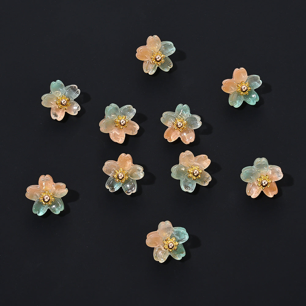 20pcs 10mm Colorful Gradient Glass Flower Beads