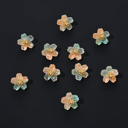 20pcs 10mm Colorful Gradient Glass Flower Beads