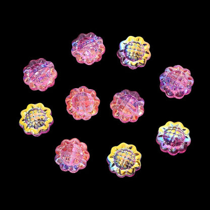 20PCS 15mm Transparent AB Sunflower Glass Jelly Spacer Beads