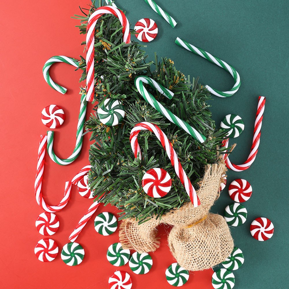10PCS Christmas Acrylic Candy Cane Hanging Ornament Set
