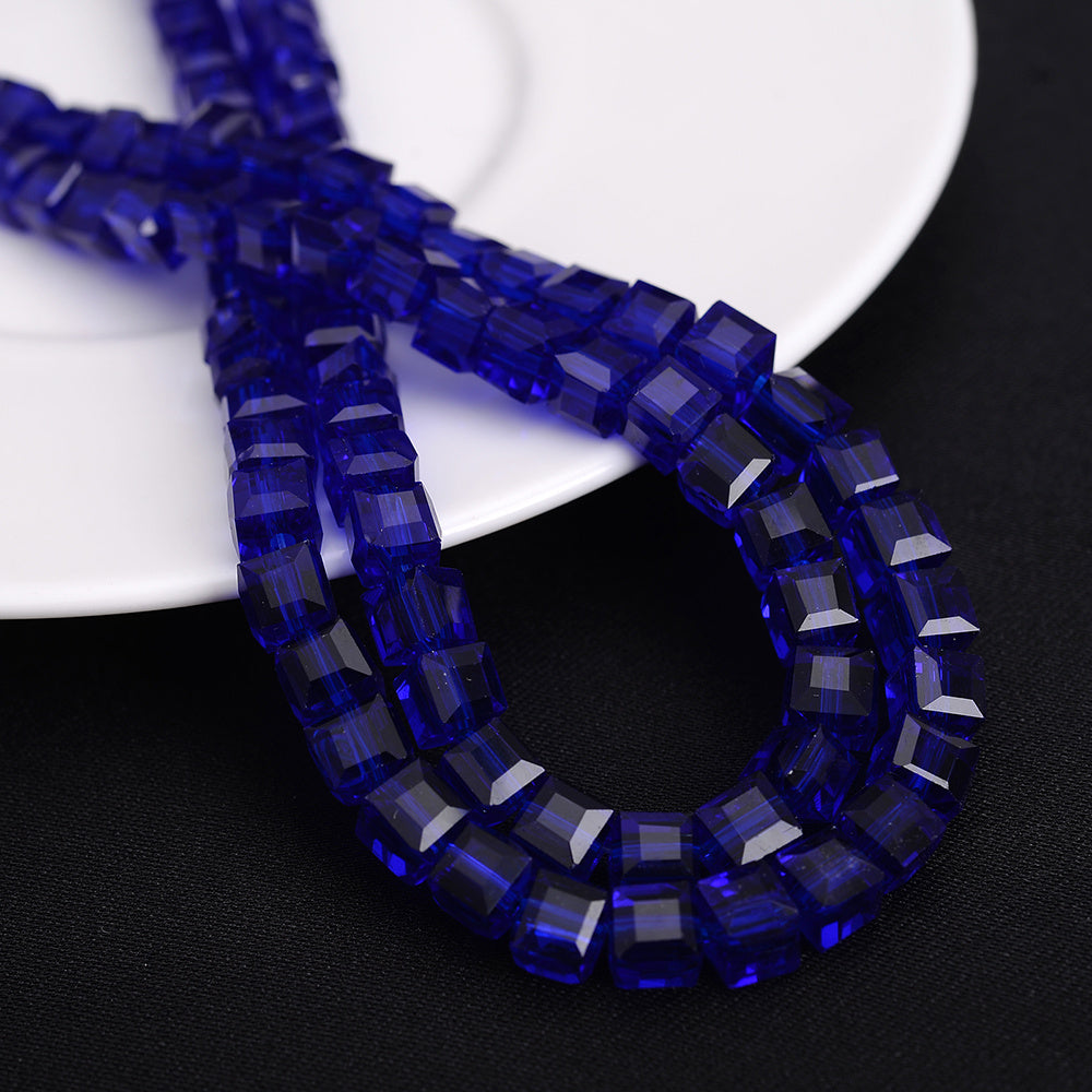 4mm Square Multi-faceted Czech Glass Cube Beads