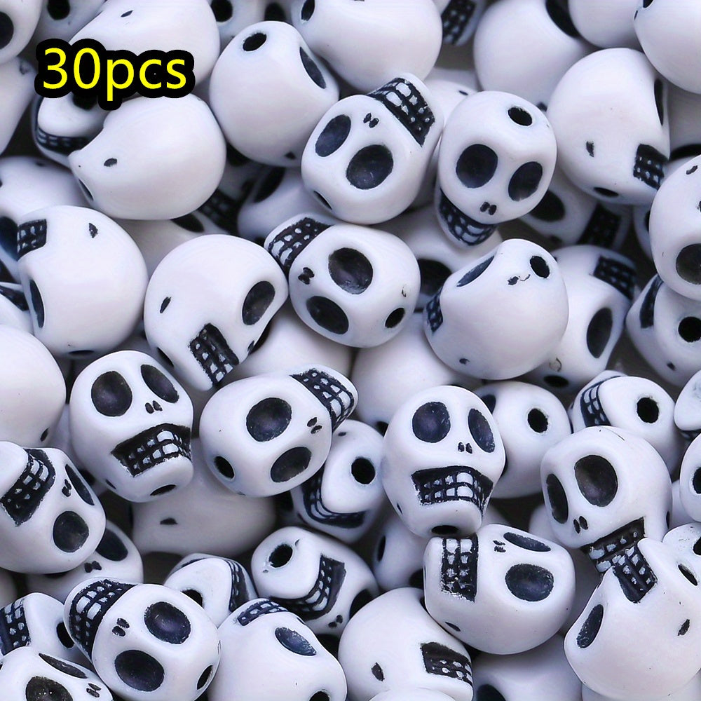 30pcs/set Colorful Skull Shape Acrylic Beads