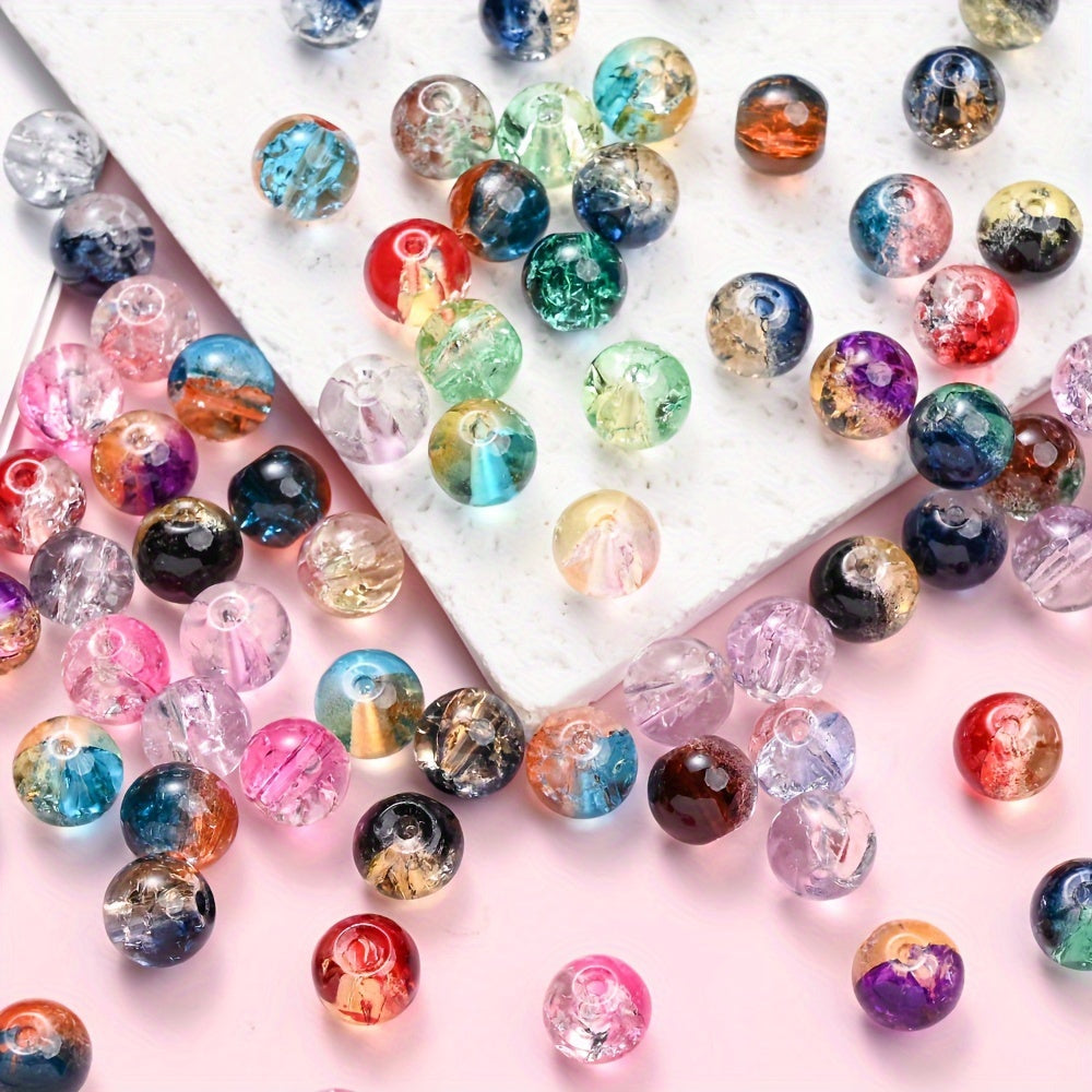 100PCS 8mm Gradient Glazed Flower Bead Set
