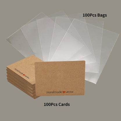 200PCS Handmade Jewelry Packaging Set with Clear Bags & Cards