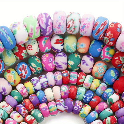 1SET 6/8/10mm Printed Wheel-Shaped Soft Clay Bead Set