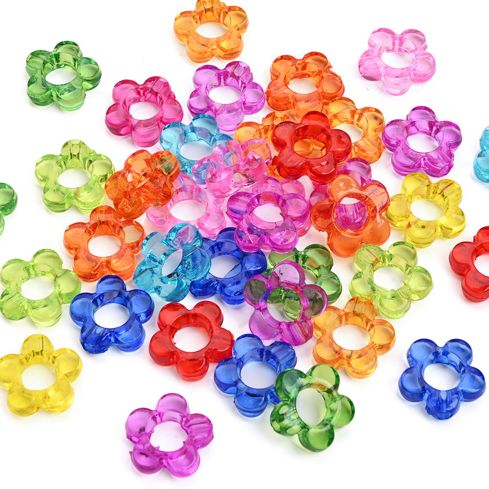 100pcs 13mm Translucent Flower Acrylic Beads