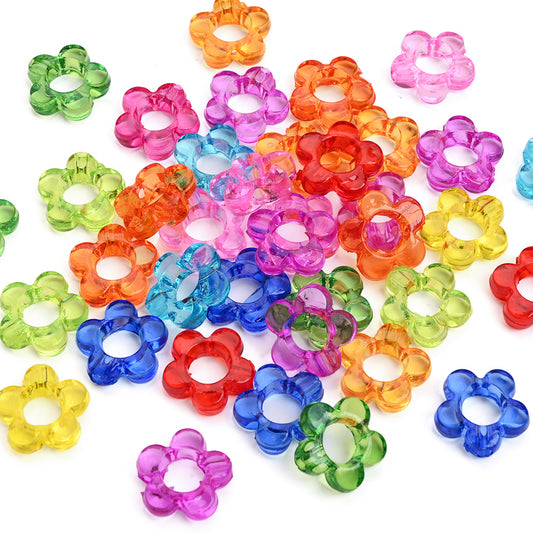 100pcs 13mm Translucent Flower Acrylic Beads