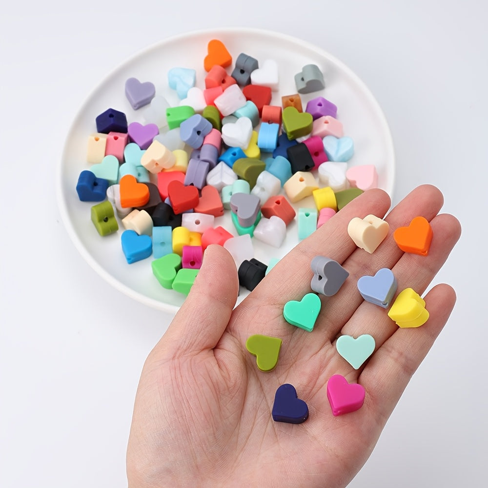 10pcs/set Square & Heart Silicone Beads Set