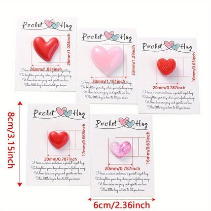 1PC Pocket Hug Poem Card with Resin Love Bead