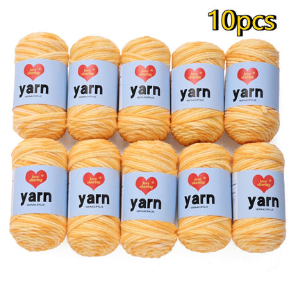 10PCS 10×4cm Rainbow Gradient Polyester Knitting Yarn
