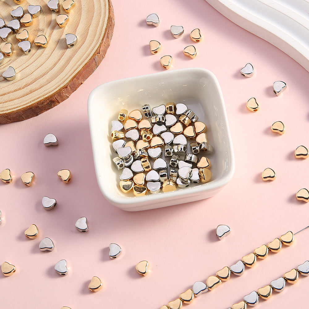 50pcs Heart-Shaped Acrylic Love Spacer Beads