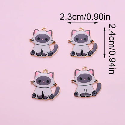 Enamel Cat Pendant Charms