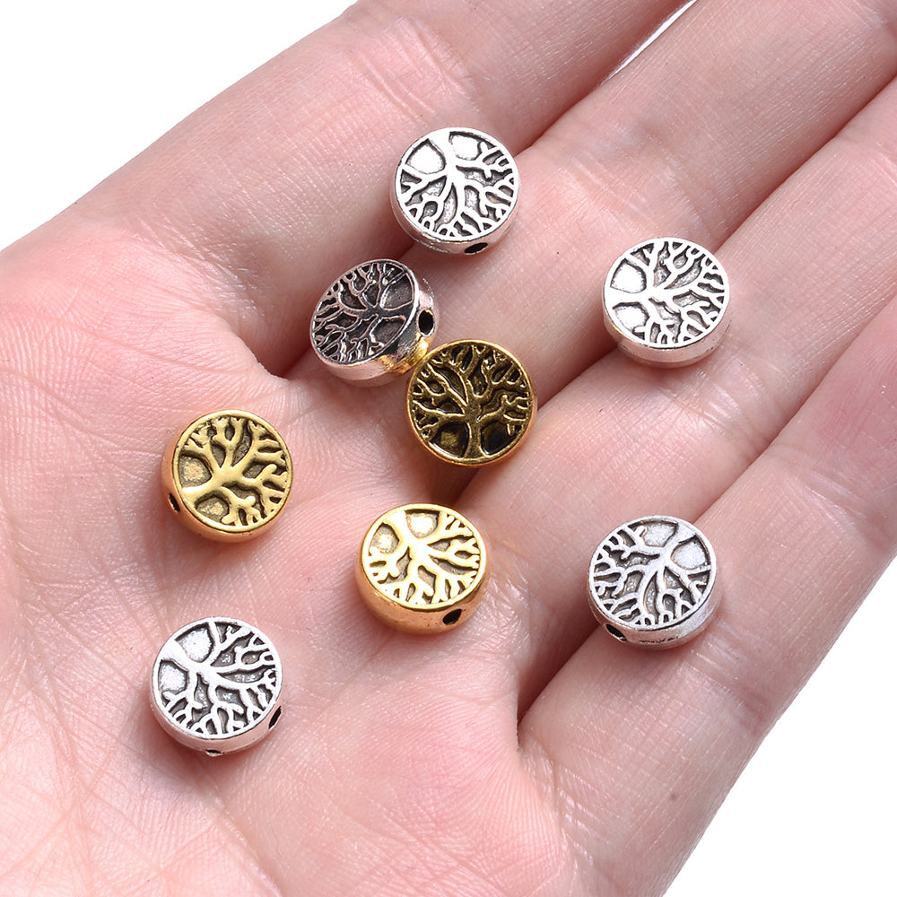 30pcs 9mm Tree of Life Charm Small Hole Beads