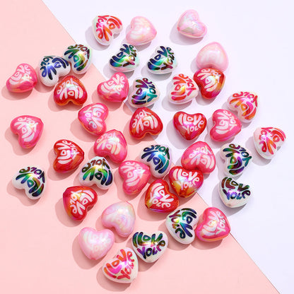 I Love You Heart Acrylic Beads