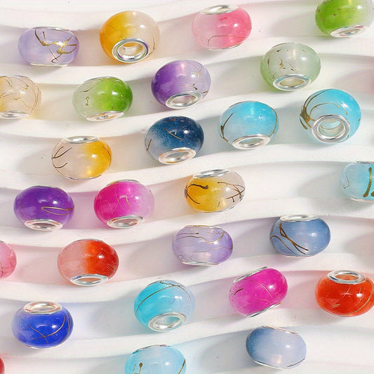 30pcs 14mm Acrylic Flat Round Gradient Beads