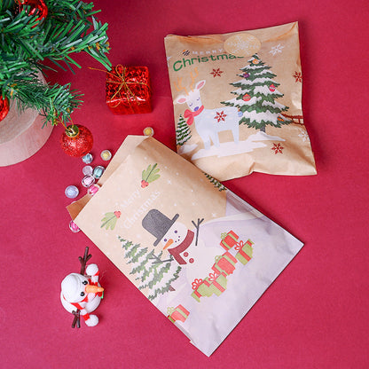 Christmas Kraft Paper Gift Bags with Sealing Stickers