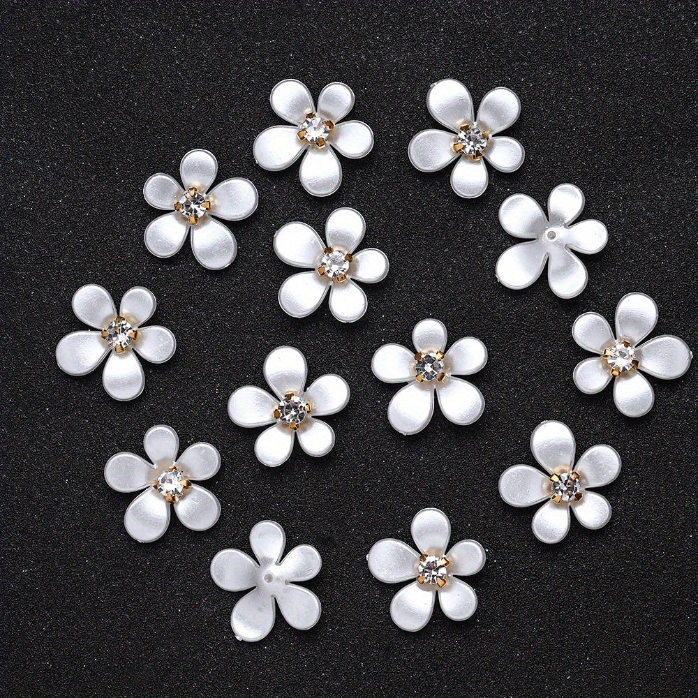 20pcs/set White Petal Acrylic Flower Beads