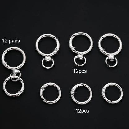 12 Pairs Double Circle 360° Rotatable Keychain Clasp Set