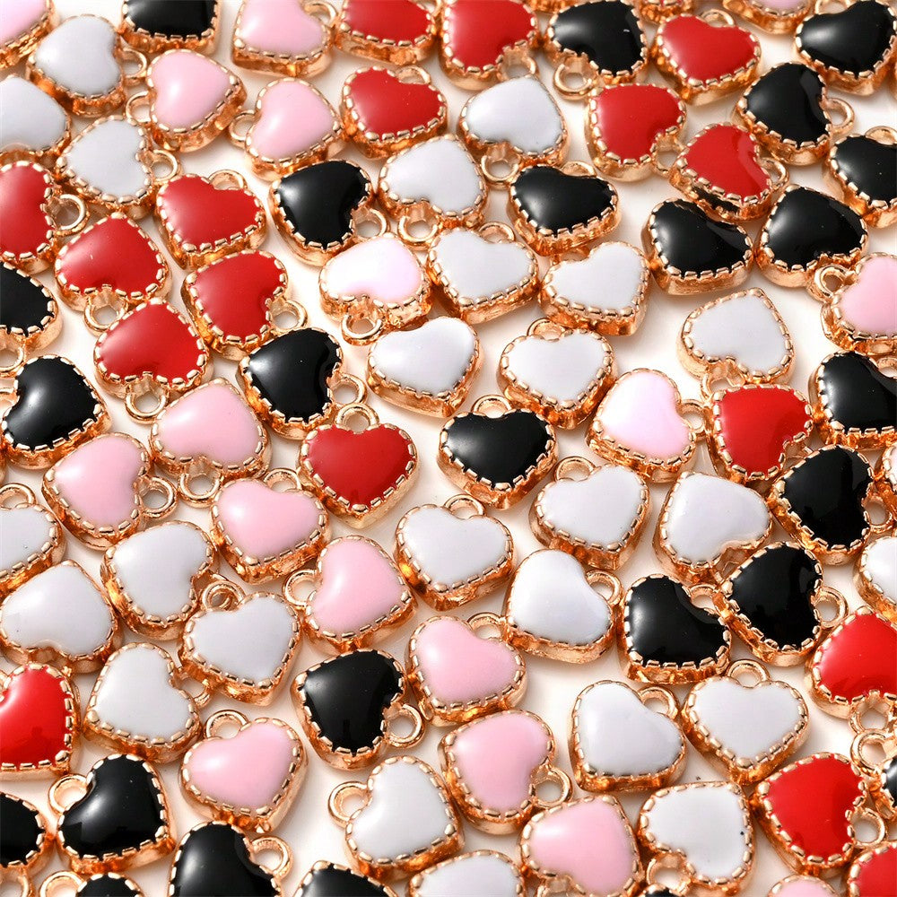Mini Heart Enamel Alloy Pendants