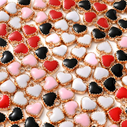 Mini Heart Enamel Alloy Pendants