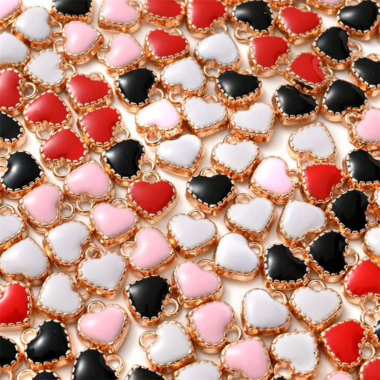 Mini Heart Enamel Alloy Pendants