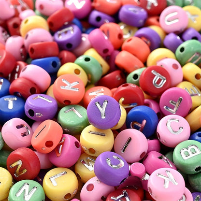 100PCS 4×7mm Heart-Shaped A-Z Letter Acrylic Bead Set