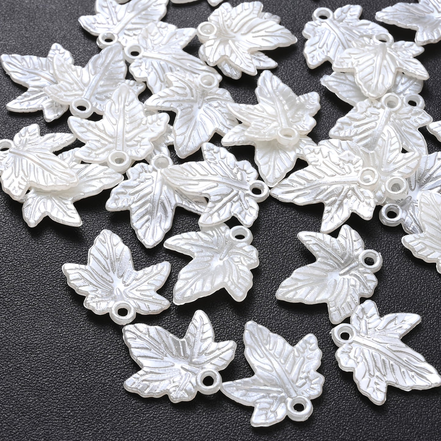 White Leaf Acrylic Beads