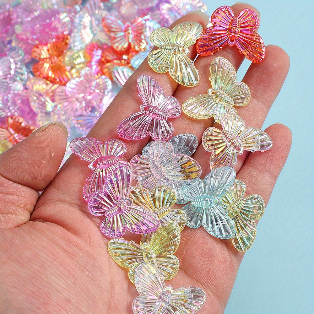 50pcs/set 22x29mm UV Color Butterfly Acrylic Beads