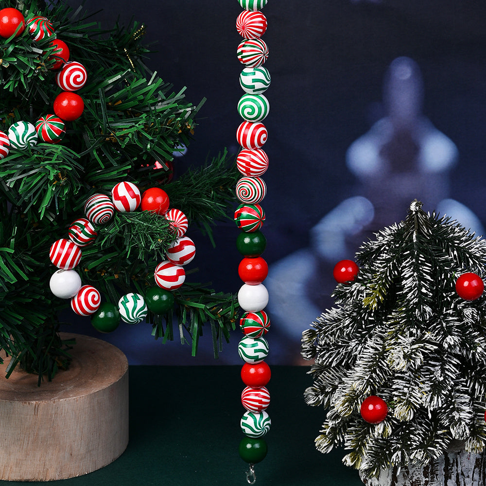 80/110-Piece Christmas Stripe Wooden Bead Set