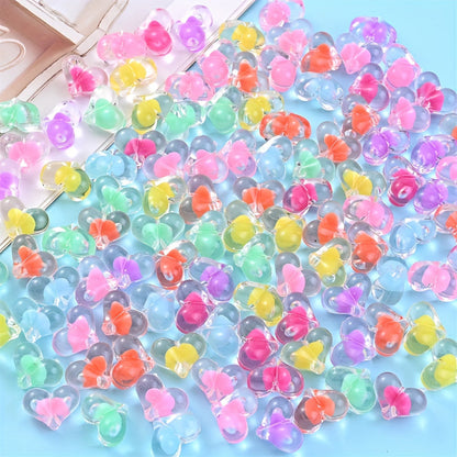Peach Heart Acrylic Beads