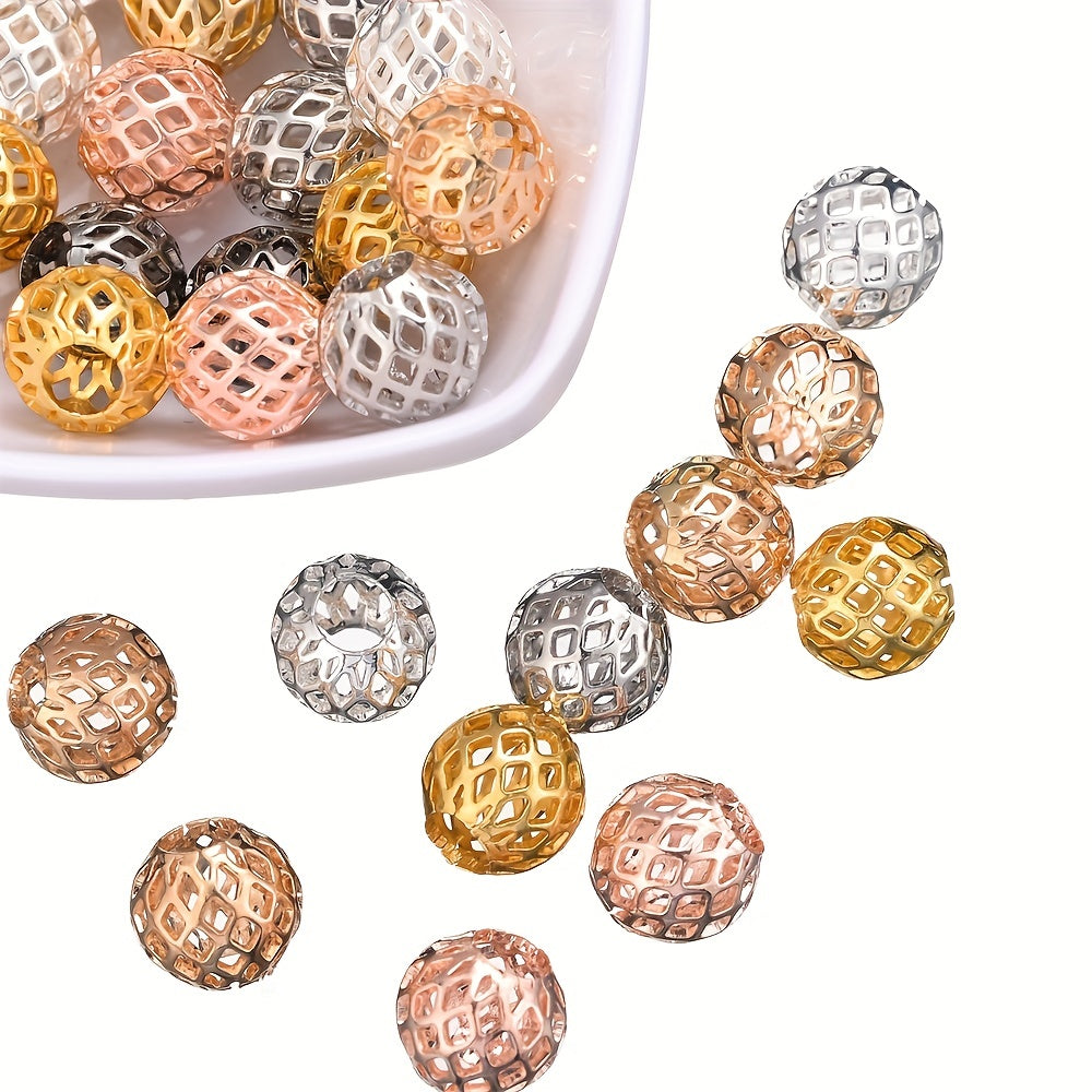 10-50pcs Alloy Spacer Beads Metal Hollow Out Round Loose Beads for Jewelry Making DIY Bracelet Necklace Accessories