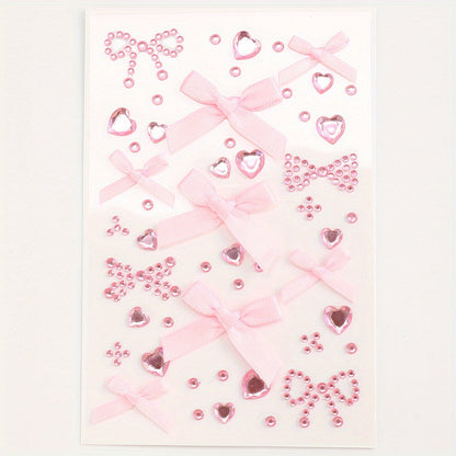 3D Pink Lace Bow Stickers