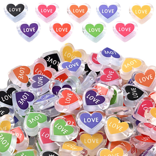 Clear Double Heart Acrylic Beads