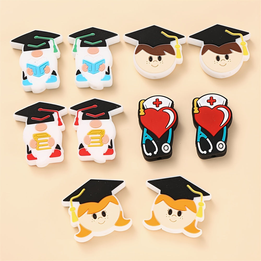 5-Piece Graduation Character Silicone Beads