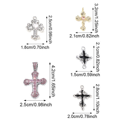 Y2K Rhinestone Cross Alloy Pendants
