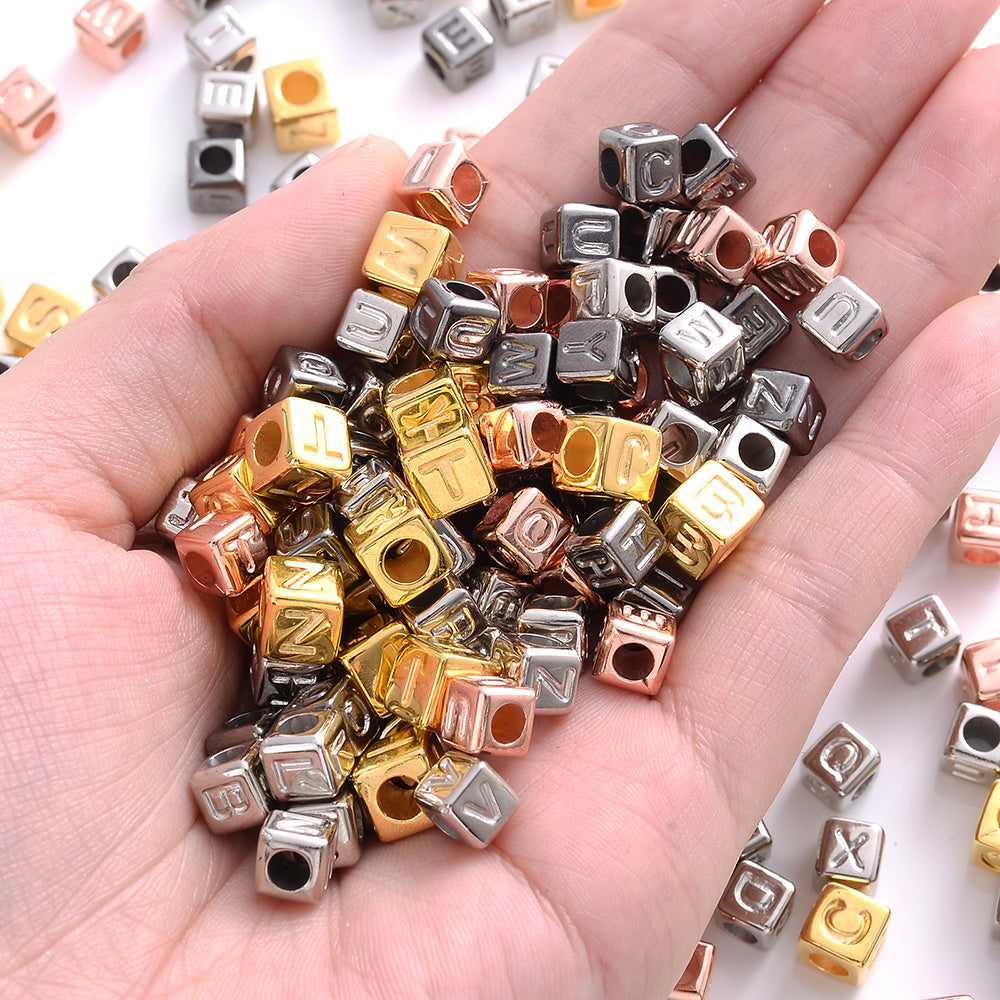 Retro Square CCB Letter Beads
